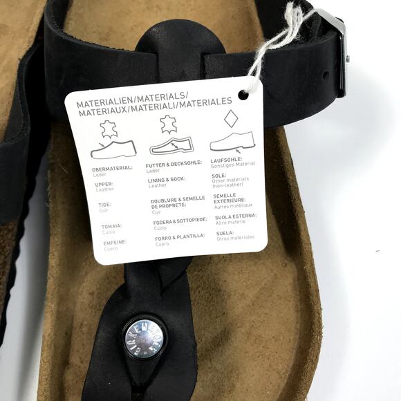 BIRKENSTOCK Gizeh Oiled Leather Sandal Women 10 Black Twist Comfort Resort NWT - Picture 14 of 14